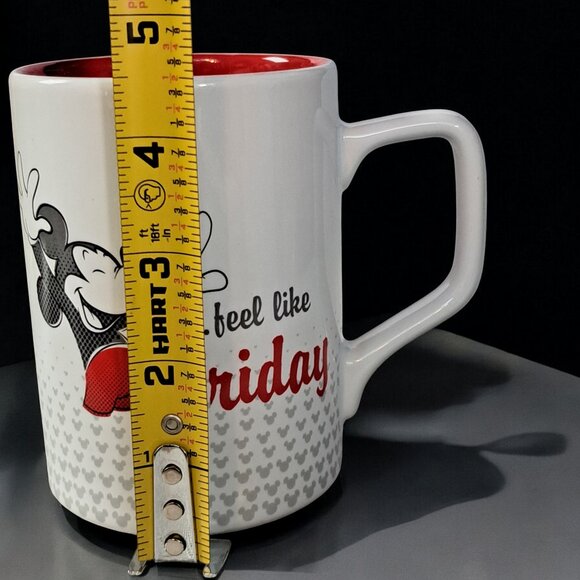 Disney Parks Ceramic Coffee Mug "Mickey Makes Monday Feel Like Friday" Red White - Picture 6 of 12